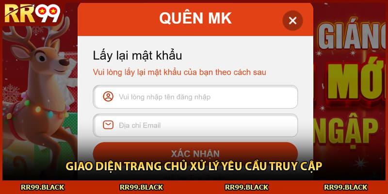 Giao diện trang chủ xử lý yêu cầu truy cập