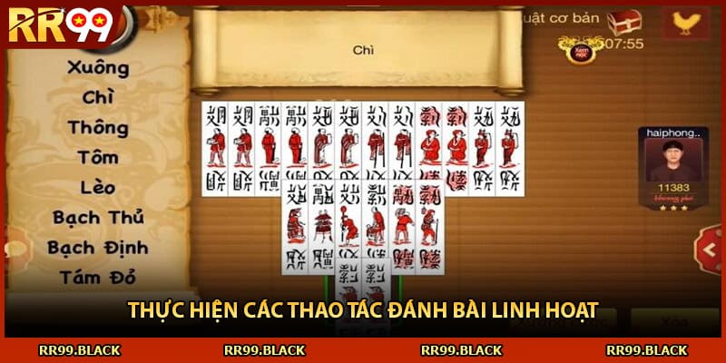 Thực hiện các thao tác đánh bài linh hoạt